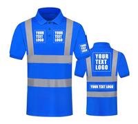 AYKRM Custom 3XL 4XL Blue High Vis Viz Visibility Safety Work Polo Shirt Logo