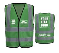 AYKRM Customizable Logo Green Reflective Vest High Visibility green hi viz vis Executive Waistcoat 4-5XL