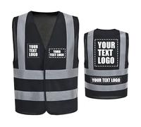 AYKRM Customizable Logo Optional Reflective Vest High Visibility hi viz vis Executive Waistcoat Black 4-5XL