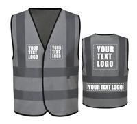 AYKRM Customization Logo Hi Vis Jacket high vis Reflective GREY Safety Vest High Visibility hi viz vis Executive Waistcoat L