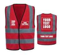 AYKRM Customization Logo Hi viz red Reflective Vest High Visibility red hi viz vis Executive Waistcoat XS