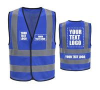 AYKRM Customization Logo Hi viz Vest Blue Reflective Vest XL High Visibility Executive Waistcoat