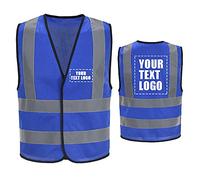 AYKRM Customization Logo Hi viz Vest Blue Reflective Vest XS High Visibility Executive Waistcoat