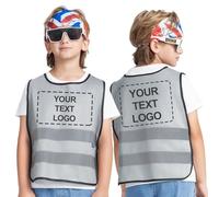 AYKRM Customized Printed High Vis Vest for Kids - Grey, Reflective Safety Vest for Children 6-9Y, Personalized with Your Logo