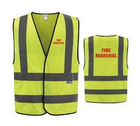 AYKRM High Visibility Hi Vis Vest for Security Personnel - Bright Yellow Waistcoat with FIREMARSHAL Print, Size 6-8XL for Enhanced Safety and Visibility