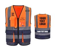 AYKRM High Visibility Zipper Front Vest, Personalised Printed Logo Class 2 Hi Vis Executive Waistcoat with Phone & ID Pockets, Unisex, High Visibility Yellow, Medium, Large, X-Large