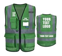 AYKRM High Visibility Zipper Front Vest, Personalised Printed Logo Class 2 Hi Vis Executive Waistcoat with Phone & ID Pockets, Unisex, High Visibility Yellow, Medium, Large, X-Large