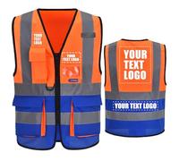 AYKRM High Visibility Zipper Front Vest, Personalised Printed Logo Class 2 Hi Vis Executive Waistcoat with Phone & ID Pockets, Unisex, High Visibility Yellow, Medium, Large, X-Large
