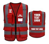 AYKRM High Visibility Zipper Front Vest, Personalised Printed Logo Class 2 Hi Vis Executive Waistcoat with Phone & ID Pockets, Unisex, High Visibility Yellow, Medium, Large, X-Large
