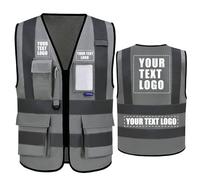 AYKRM High Visibility Zipper Front Vest, Personalised Printed Logo Class 2 Hi Vis Executive Waistcoat with Phone & ID Pockets, Unisex, High Visibility Yellow, Medium, Large, X-Large