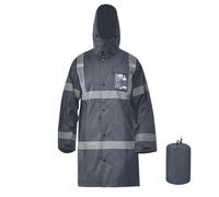 AYKRM Navy Hi Vis Waterproof Jacket, Men’s and Women's Reflective Work Jacket, High Visibility Safety Workwear, Fully EN Certified - Size XS