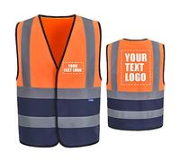 AYKRM Orange Navy S hi vis Reflective Vest High Visibility hi viz vis Executive Waistcoat