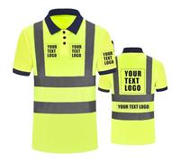 AYKRM Personalised Printed 5XL 6XL High Visibility Reflective Safety Work Polo Shirt Yellow