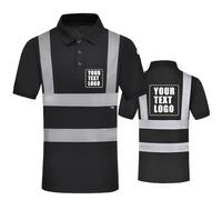 AYKRM Personalised Printed Black Hi Vis Polo Shirts Logo Customised Hi Viz High Visibility Reflective Safety Work Polo Shirt