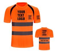 AYKRM Personalised Printed High vis t Shirts Logo Customised Hi Viz High Visibility Reflective Safety Work Shirts Orange