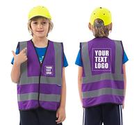 AYKRM Personalised Printed LOGO SCHOOL Childs high vis vest KIDS high vis Reflective Safety Vest High Visibility 2-5Y purple hi viz vis Waistcoat