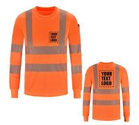 AYKRM Personalised Printed Long sleeve Hi Vis shirts Class 3 LOGO Customised Hi Viz High Visibility Reflective Safety work shirt top EN20471(XS-8XL)