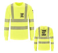 AYKRM Personalised Printed Long sleeve Hi Vis shirts Class 3 LOGO Customised Hi Viz High Visibility Reflective Safety work shirt top EN20471(XS-8XL)