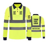 AYKRM Personalised Printed Long Sleeve High vis Polo t Shirts Logo Customised 5XL 6XL Yellow High Visibility Reflective Safety Work Polo Shirts