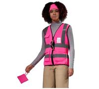 AYKRM Pink Women Hi Vis Vests Pink High Visibility Reflective Safety Security Vest with Pockets zipper