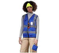 AYKRM Puls size Blue Women Hi Vis Vests 4XL blue High Visibility Reflective Safety Security Vest with Pockets zipper