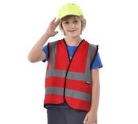 AYKRM Red Child's High Vis Reflective Safety Vest - High Visibility Waistcoat 10-14Y