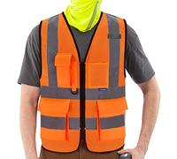 AYKRM XS orange mesh high viz Class 2 hi vis Zipper Front High Visibility vest Hi Vis Executive Vest Waistcoat with Phone & ID Pockets