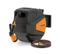 Ayleid Retractable Rubber Hybrid Garden Hose Reel, 1/2" x100ft Wall Mount