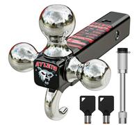 Ayleid Trailer Hitch Tri-Ball Mount with Hook & Pin Balls Sized 1-7/8 inches, 2 inches & 2-5/16 inches, Hitch Ball,Tow Hitch,Silver Ball with Anti-Theft Locking Hitch Pin