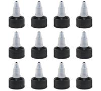 AYLIFU 12 Pcs 28/410 Natural twist top caps Black Twist Bottle Caps Squeeze Bottle Replacement Twist Caps Suitable for extrusion bottles, replacement caps, cosmetics bottles, crafts bottles, AF-07827
