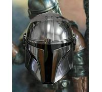 AYLIN OVERSEAS Mandalorian Helmet 18 Guage Steel Medieval Helmet Boba Fatt Mandalorian Helmet,Silver Polish, Medium, Grey