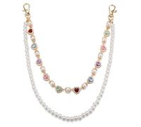 Ayliss Layered Pants Chain for Men Women Exquisite Gold Silver Rhinestone Flower Pearl Punk Jean Pocket Wallet Chain Pants Keychain Goth Jewelry Key Chain, Pearl Gold, One size