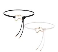 Ayliss Womens Rope Waist Belt Tie Skinny Woven PU Leather Thin Braided Belt Women Knot Boho Wrap For Dresses Vocations, Black+cream White, One Size