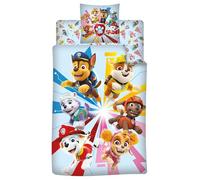 Aymax 3-Piece Bed Linen Set, Paw Patrol Design Duvet Cover 140 x 200 cm, Pillowcase 63 x 63 cm, Matching Fitted Sheet 90 x 190 cm, Oeko-Tex (Blue)