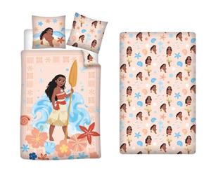 Aymax 3-Piece Moana Bedding Set, Reversible Duvet Cover 140 x 200 cm + Pillowcase 65 x 65 cm + Fitted Sheet 90 x 200 cm, Polycotton, Oeko-Tex Certified