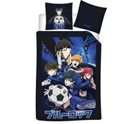 Aymax Blue Lock Single Bed Set, Reversible Duvet Cover 140 x 200 cm + Pillowcase 63 x 63 cm