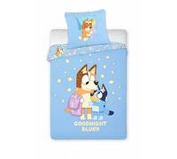 Aymax Bluey Baby Bedding Set - Duvet Cover 100 x 140 cm and Pillowcase 40 x 60 cm - 100% Cotton Oeko-TEX - Ideal Cot and Cot - Official Goodnight Bluey Blue Design