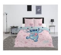 Aymax Double Stitch Bedding Set, Pink, Double Size, Reversible Duvet Cover 240 x 220 cm + 2 Pillowcases 65 x 65 cm, Polycotton