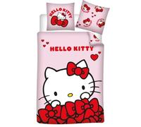 Aymax Hello Kitty Single Bedding Set, Reversible Duvet Cover 140 x 200 cm + Pillowcase 65 x 65 cm, Pink, Polycotton