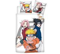 Aymax Naruto Single Bedding Set, Duvet Cover 140 x 200 cm + Pillowcase 65 x 65 cm, Polycotton, with Sasuke Uchiwa and Sakura Haruno