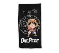 aymax One Piece Beach Towel, 90 x 170 cm, 100% Cotton, Mini Luffy Design, Black