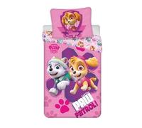 Aymax Paw Patrol Pink Single Bedding Set, Reversible Duvet Cover 140 x 200 cm + Pillowcase 65 x 65 cm, Polycotton