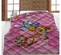Aymax Pink Paw Patrol Children's Duvet for Single Bed, Quilted Printed Reversible Soft and Warm