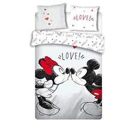 AYMAX S.P.R.L. Mickey and Minnie Love Double Bedding Set - Duvet Cover 240 x 220 cm + 2 Pillowcases 65 x 65 cm
