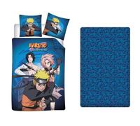 AYMAX S.P.R.L Naruto 3-Piece Bedding Set - Duvet Cover 140 x 200 cm + Pillowcase 63 x 63 cm + Matching Fitted Sheet 90 x 190 cm