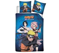AYMAX S.P.R.L Naruto Reversible Bedding Set, Duvet Cover 140 x 200 cm + Pillowcase 63 x 63 cm, Blue