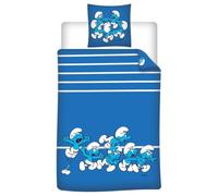 Aymax Smurfs Bedding Set for Children, Single, Duvet Cover 140 x 200 cm + Pillowcase 65 x 65 cm, 100% Cotton