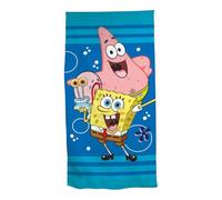 Aymax, Spongebob SquarePants Children's Beach Towel 70 x 140 cm 100% Polyester | Bob Patrick Gary Blue Background Turquoise | Official Licence