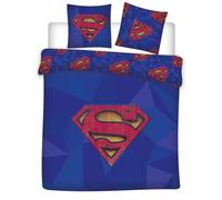 Aymax Superman Double Bed Linen Set, Reversible Duvet Cover 240 x 220 cm + 2 Pillowcases 65 x 65 cm, Blue, Polycotton