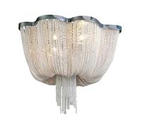 AYMAYA NSBY Scandinavian Tassel Ceiling Light,Modern Light Luxury Aluminum Chain Tassel Chandelier,Dining Room,Bedroom Ceiling Light Fixture,Clothing Store Light-Silver 80 * 70cm